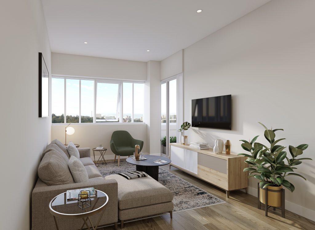 Artist's render of an apartment at Augustus Park, Parnell